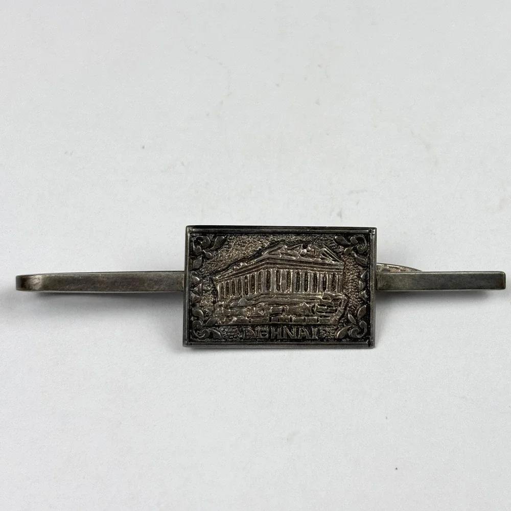 Vintage Athens‎ Greece Parthenon Tie Clip Souvenir Silver Tone Athnai Temple